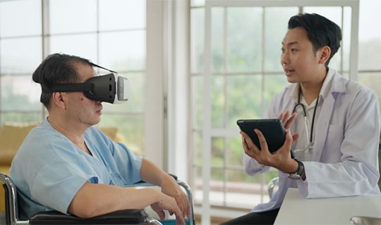 patient with extended reality unit