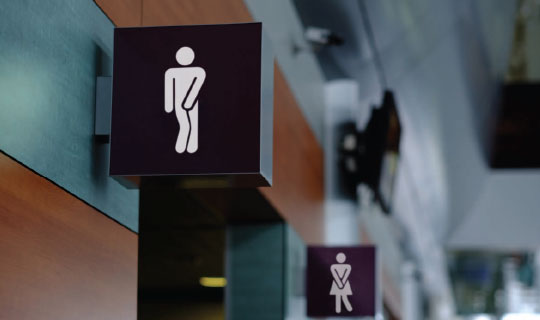 restroom signs in public place